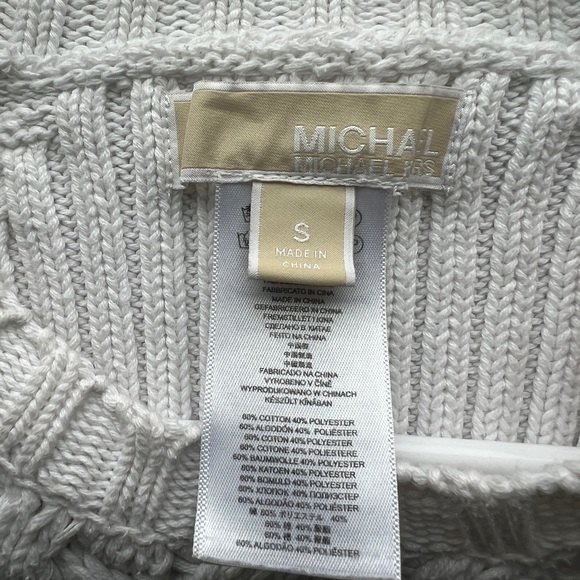 Michael Kors Women's Cable Knit Side Zipper Front Crewneck Sweater White Small - Picture 5 of 8